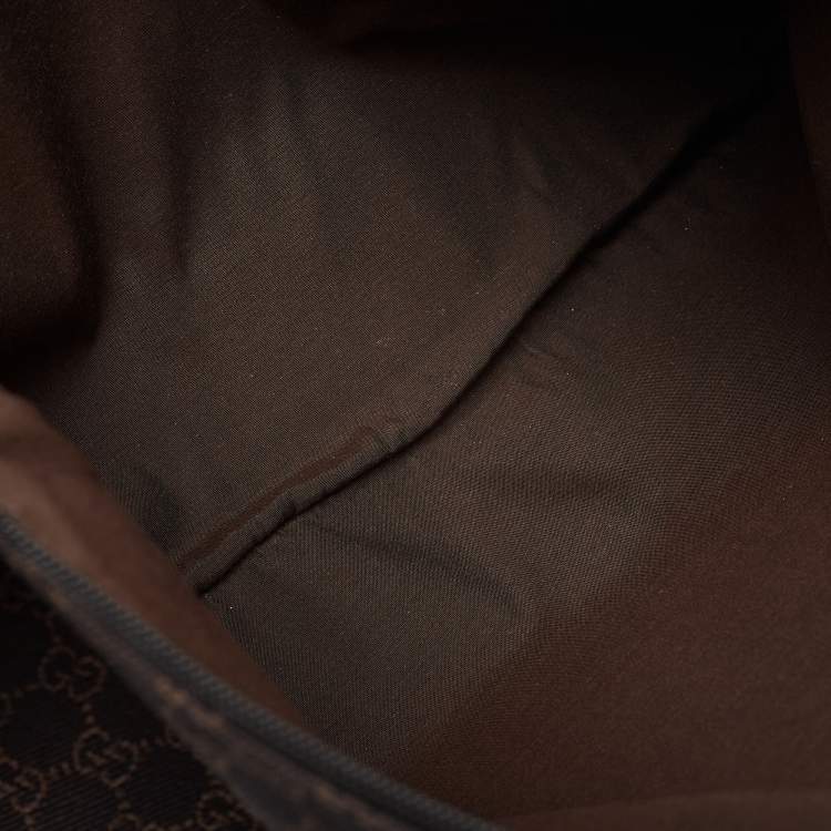 Pre Owned Gucci Dark Brown GG Denim Zip Messenger Bag