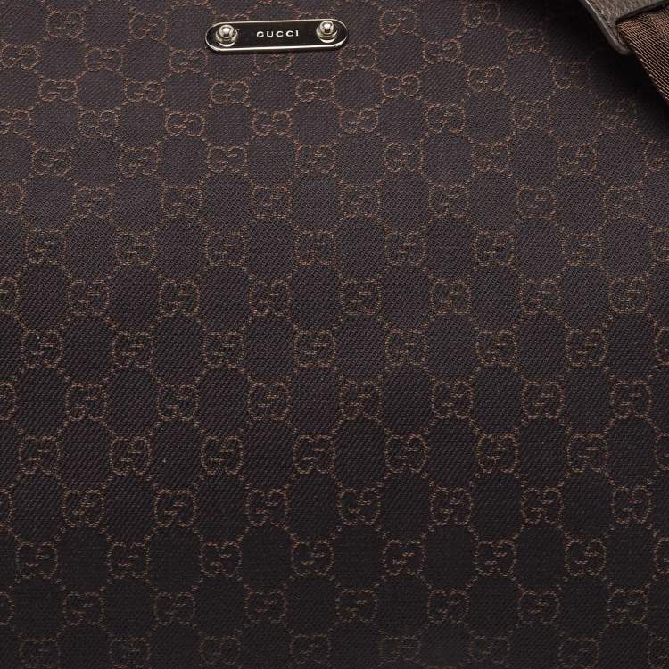 Pre Owned Gucci Dark Brown GG Denim Zip Messenger Bag