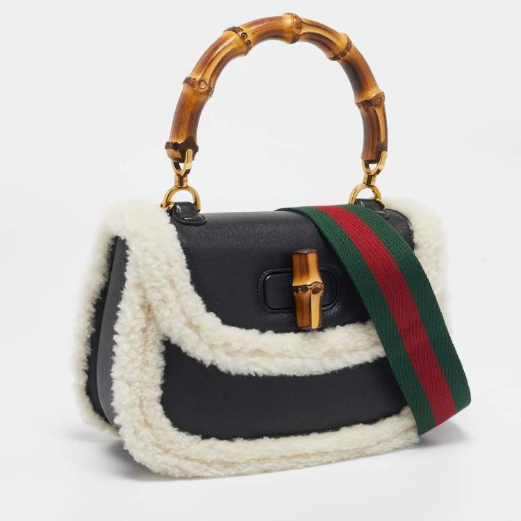Pre Owned Gucci Black Leather Medium Bamboo 1947 Top Handle Bag