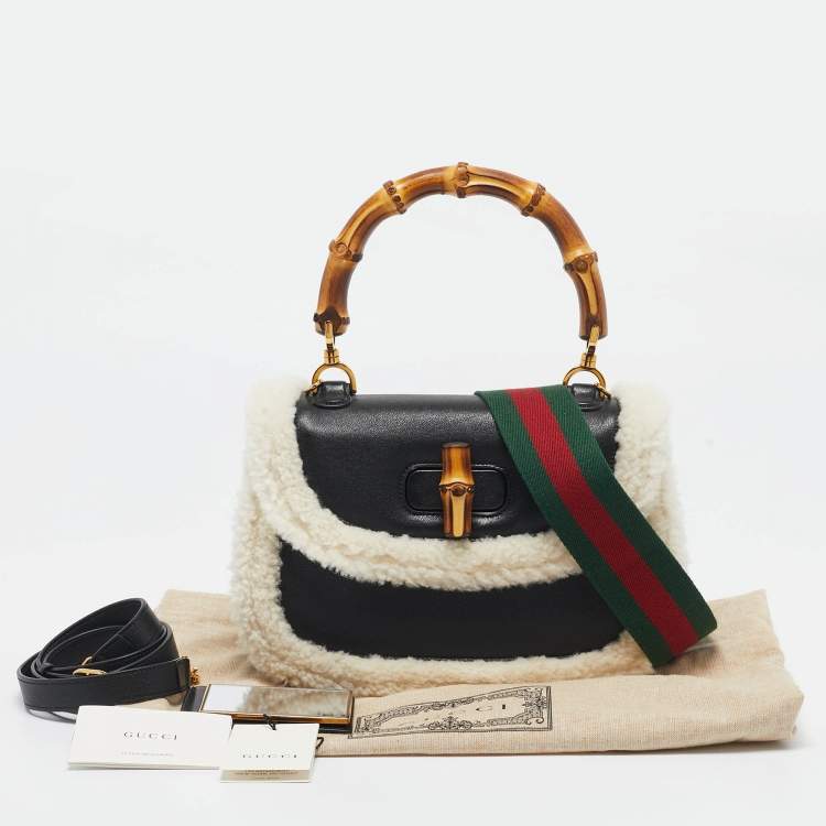 Pre Owned Gucci Black Leather Medium Bamboo 1947 Top Handle Bag