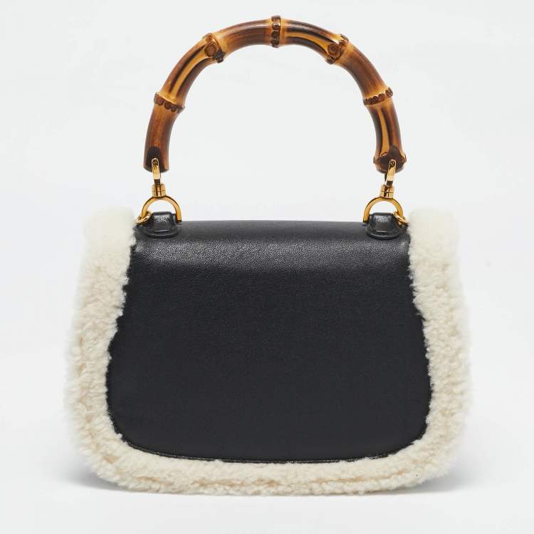 Pre Owned Gucci Black Leather Medium Bamboo 1947 Top Handle Bag