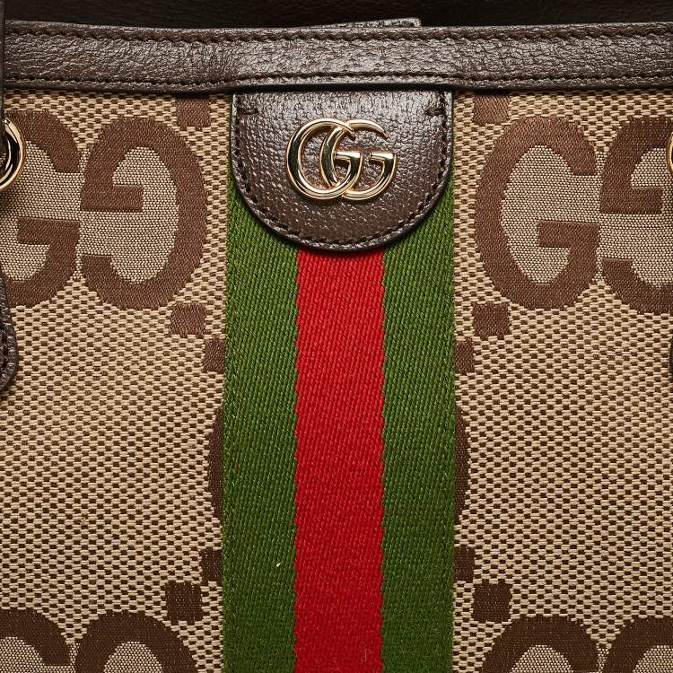 Pre Owned Gucci Beige/Ebony Jumbo GG Canvas Medium Ophidia Tote