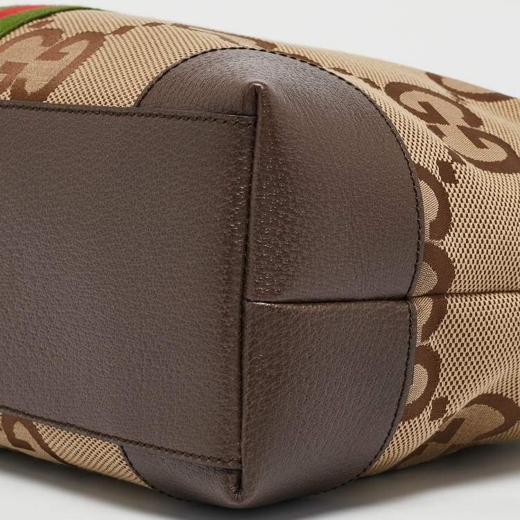 Pre Owned Gucci Beige/Ebony Jumbo GG Canvas Medium Ophidia Tote