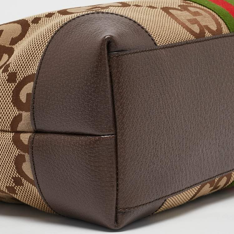 Pre Owned Gucci Beige/Ebony Jumbo GG Canvas Medium Ophidia Tote