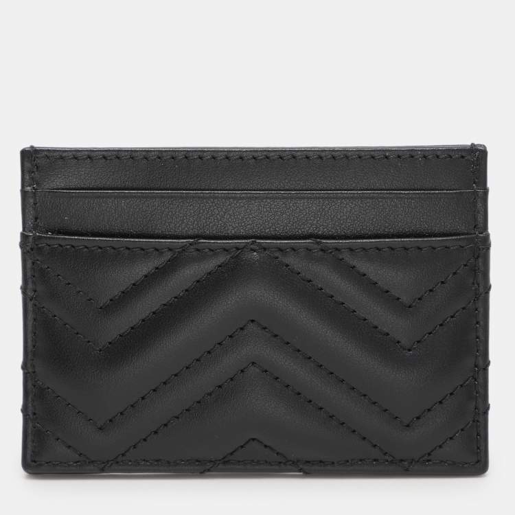 Pre Owned Gucci Black Leather GG Marmont Card Holder
