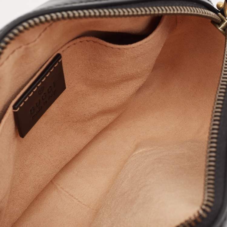 Pre Owned Gucci Black Matelasse Leather Mini GG Marmont Shoulder Bag