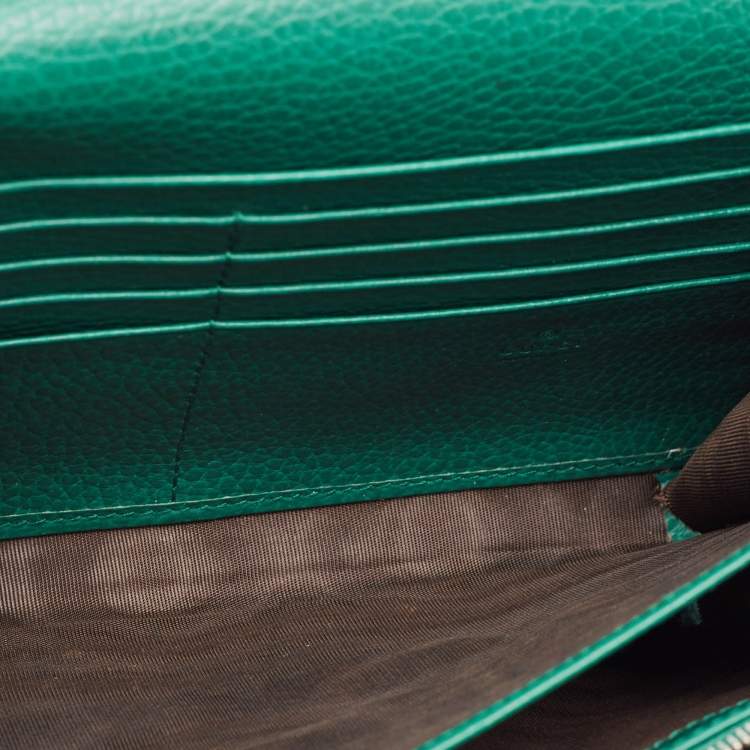 Pre Owned Gucci Green Leather Dionysus Wallet On Chain