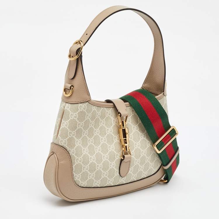 Pre Owned Gucci Beige GG Supreme Canvas Small Jackie 1961 Shoulder Bag