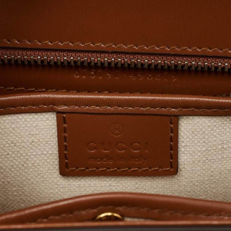 Pre Owned Gucci Brown Leather Small Bamboo 1947 Top Handle Bag