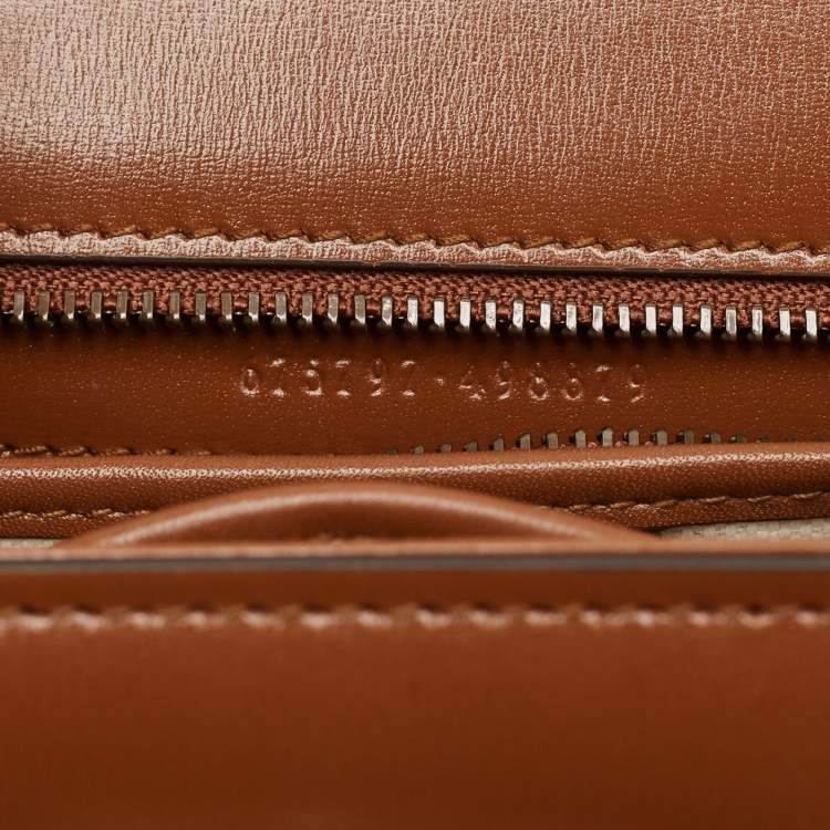 Pre Owned Gucci Brown Leather Small Bamboo 1947 Top Handle Bag