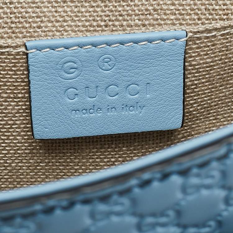 Pre Owned Gucci Light Blue MIcroguccissima Leather Mini Emily Chain Shoulder Bag