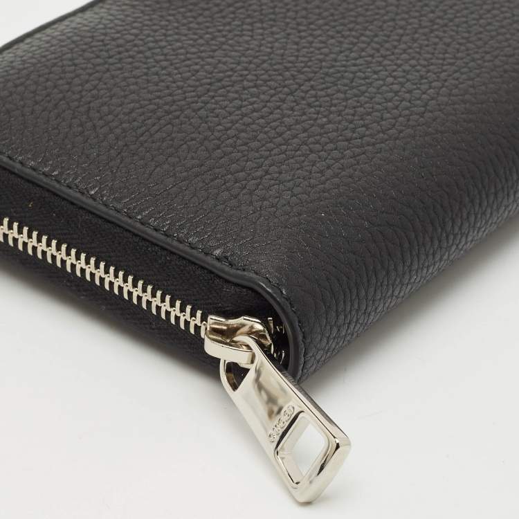Pre Owned Gucci Black Leather Dorian Zip Around Wallet