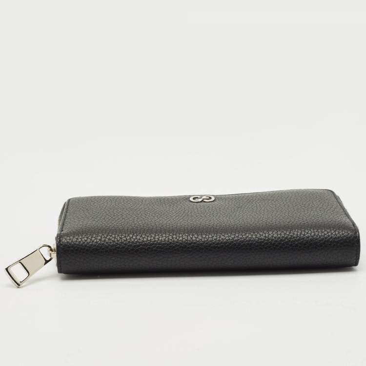 Pre Owned Gucci Black Leather Dorian Zip Around Wallet