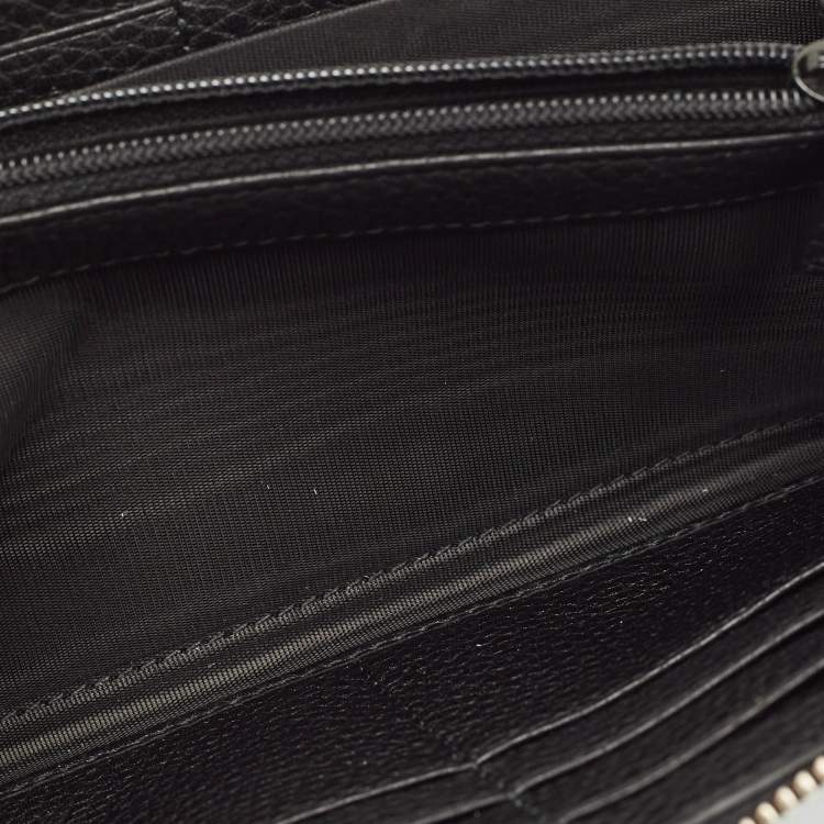 Pre Owned Gucci Black Leather Dorian Zip Around Wallet