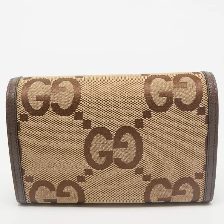 Pre Owned Gucci Brown/Beige Jumbo GG Canvas Dionysus Wallet On Chain
