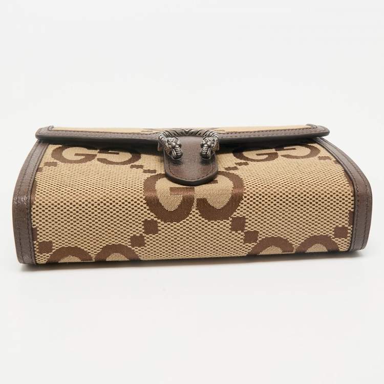 Pre Owned Gucci Brown/Beige Jumbo GG Canvas Dionysus Wallet On Chain
