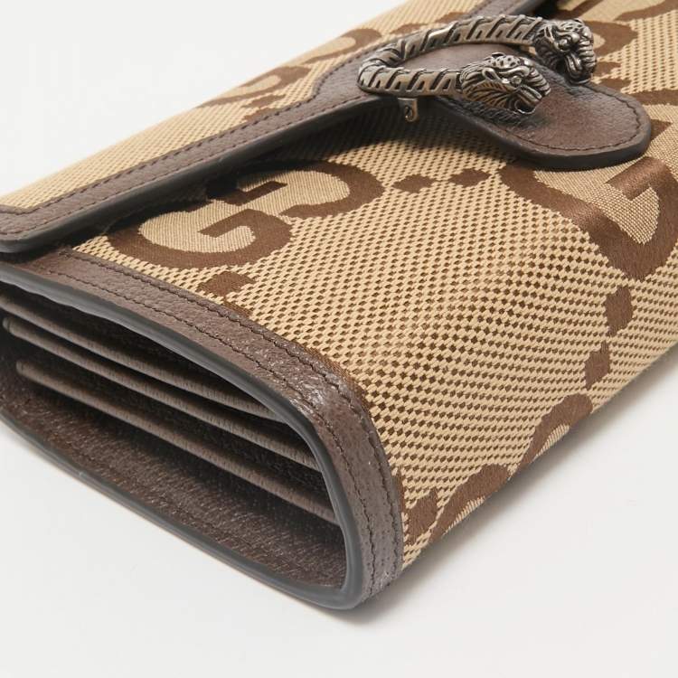 Pre Owned Gucci Brown/Beige Jumbo GG Canvas Dionysus Wallet On Chain