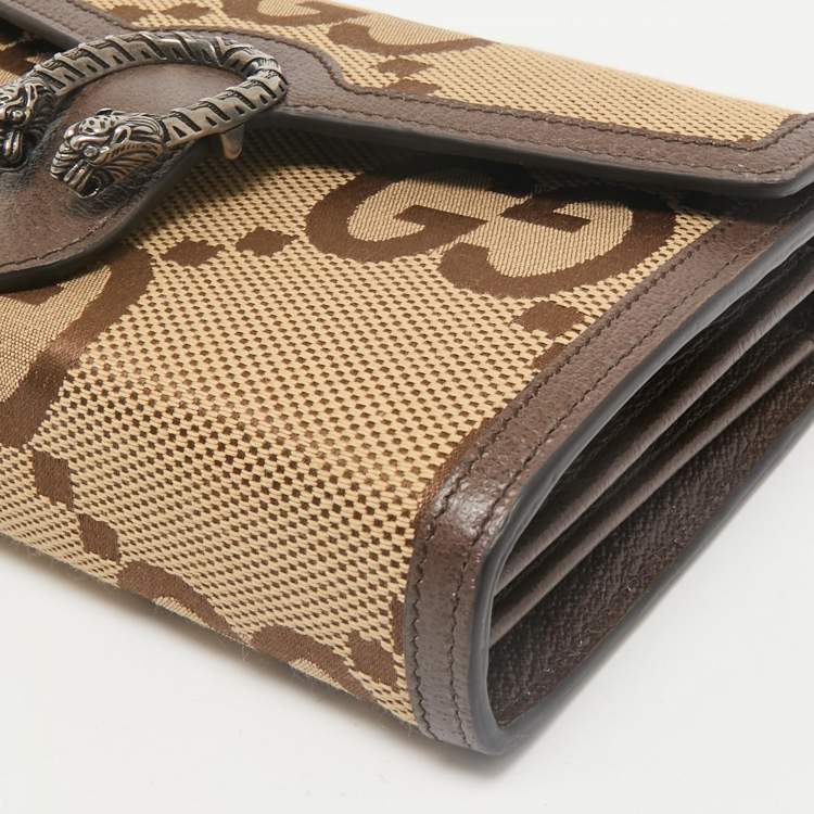Pre Owned Gucci Brown/Beige Jumbo GG Canvas Dionysus Wallet On Chain