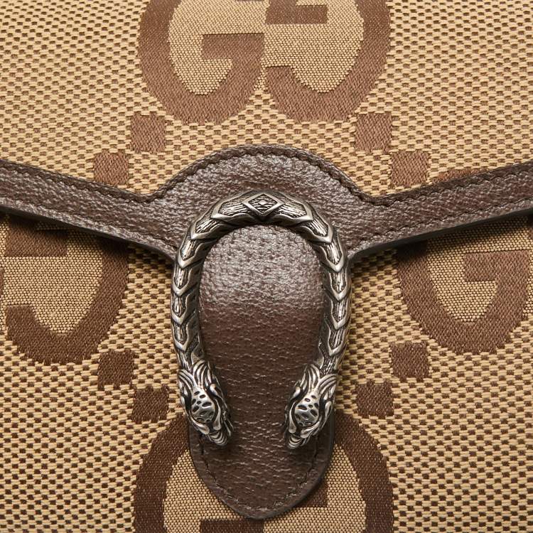 Pre Owned Gucci Brown/Beige Jumbo GG Canvas Dionysus Wallet On Chain