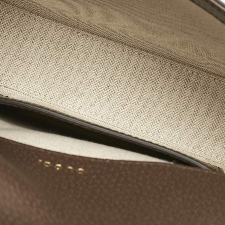 Pre Owned Gucci Brown/Beige Jumbo GG Canvas and Leather Mini Horsebit 1955 Shoulder Bag