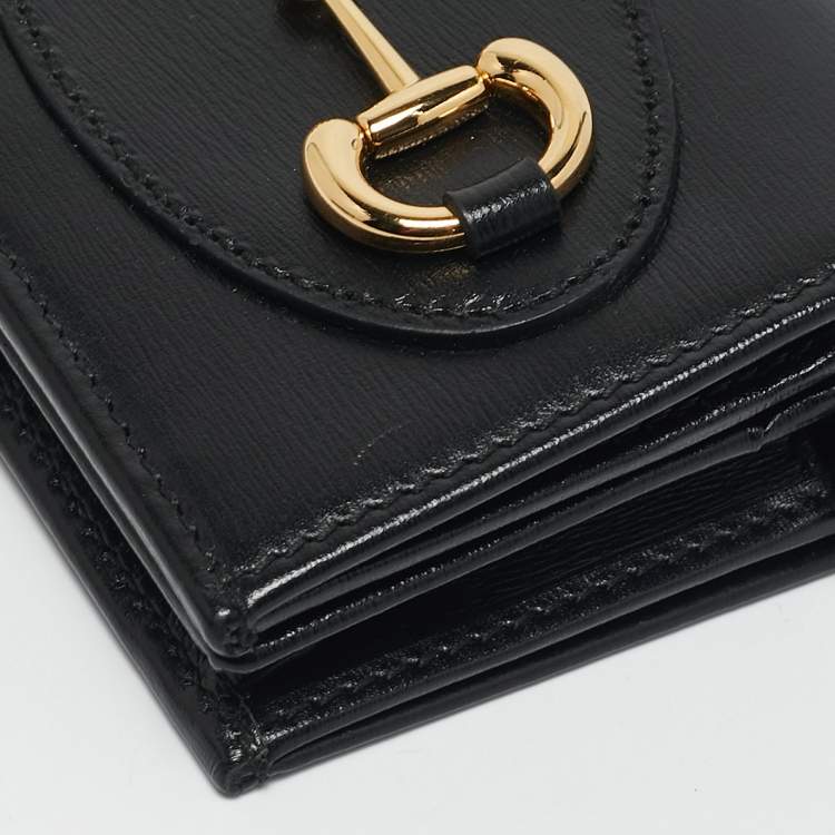Pre Owned Gucci Black Leather Horsebit 1955 Wallet On Chain