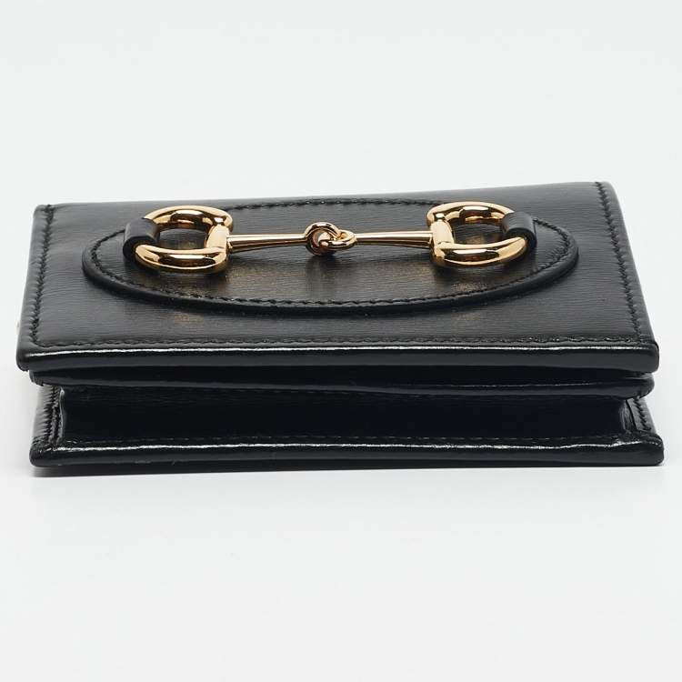 Pre Owned Gucci Black Leather Horsebit 1955 Wallet On Chain