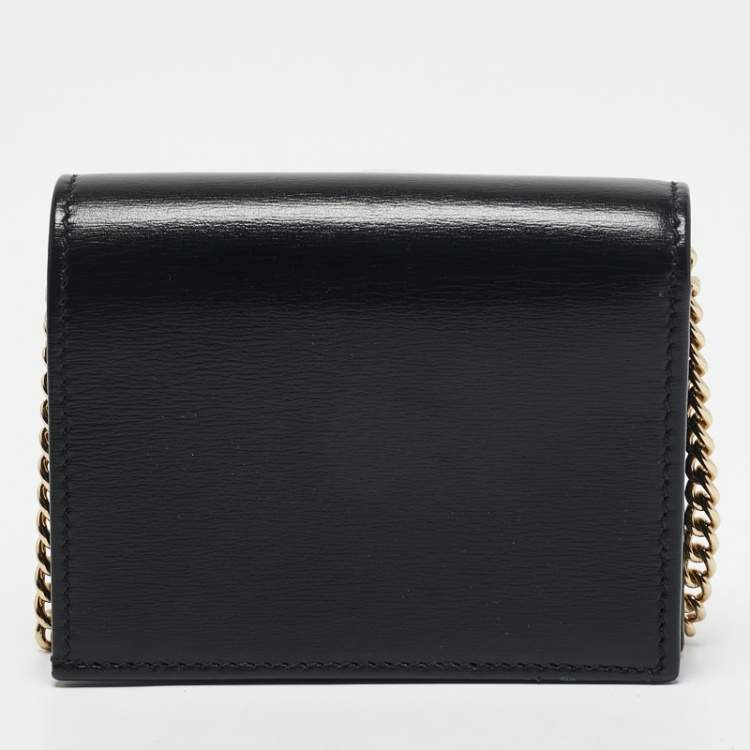 Pre Owned Gucci Black Leather Horsebit 1955 Wallet On Chain