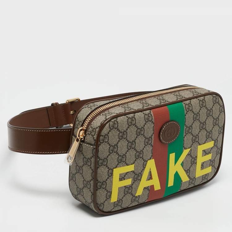 مملوكة مسبقًا Gucci Beige/Ebony GG Supreme Canvas Fake/Not Retro Interlocking G Belt Bag