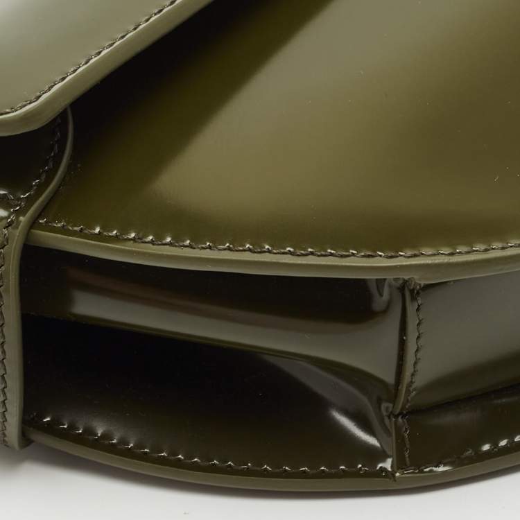 Pre Owned Gucci Luscious Green Leather Small Half Moon Top Handle Bag