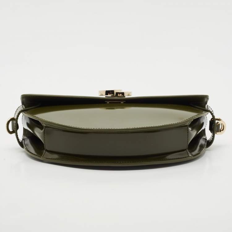 Pre Owned Gucci Luscious Green Leather Small Half Moon Top Handle Bag