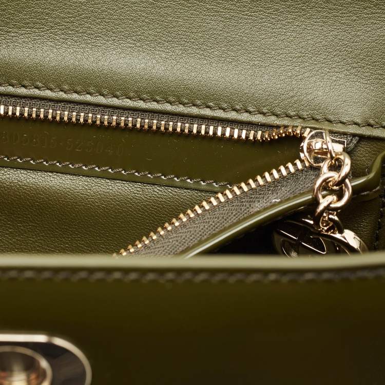 Pre Owned Gucci Luscious Green Leather Small Half Moon Top Handle Bag