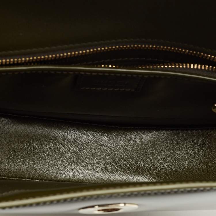 Pre Owned Gucci Luscious Green Leather Small Half Moon Top Handle Bag