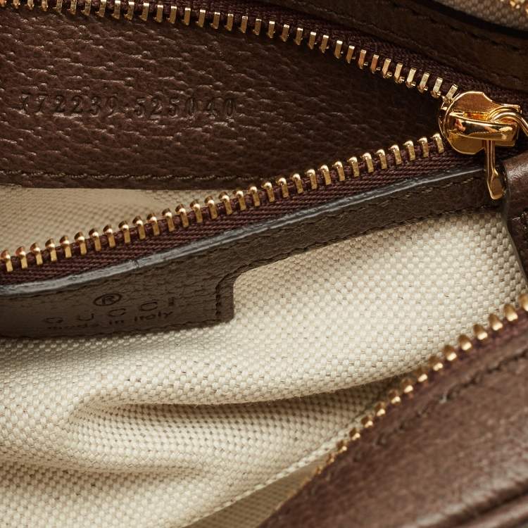 Pre Owned Gucci Brown/Beige GG Supreme Canvas and Leather Ophidia Flap Crossbody Bag