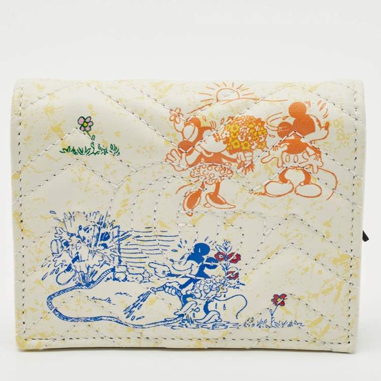 Pre Owned Gucci x Disney Multicolor Matelassé Leather Mickey Minnie Mouse GG Marmont Card Case