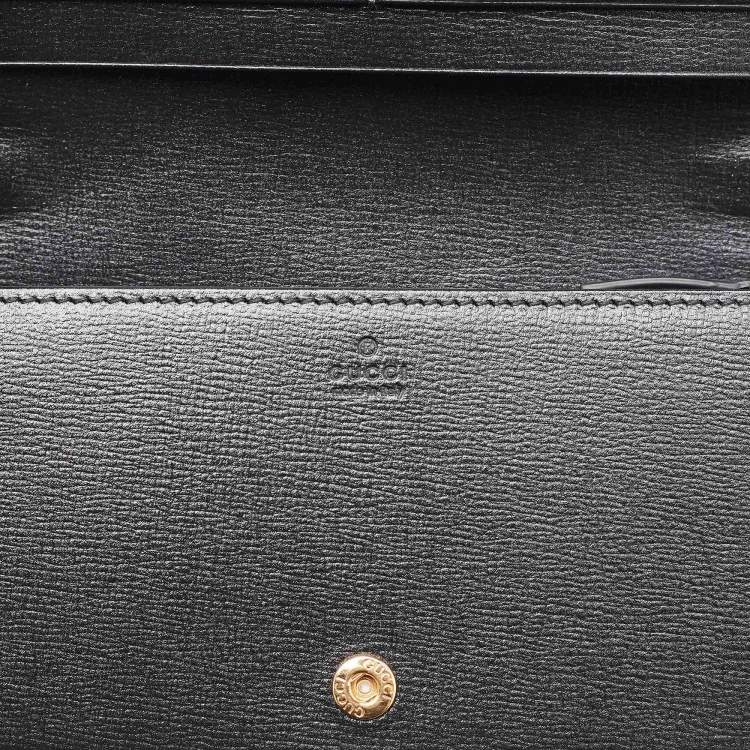 Pre Owned Gucci Black Leather Horsebit 1955 Wallet on Chain