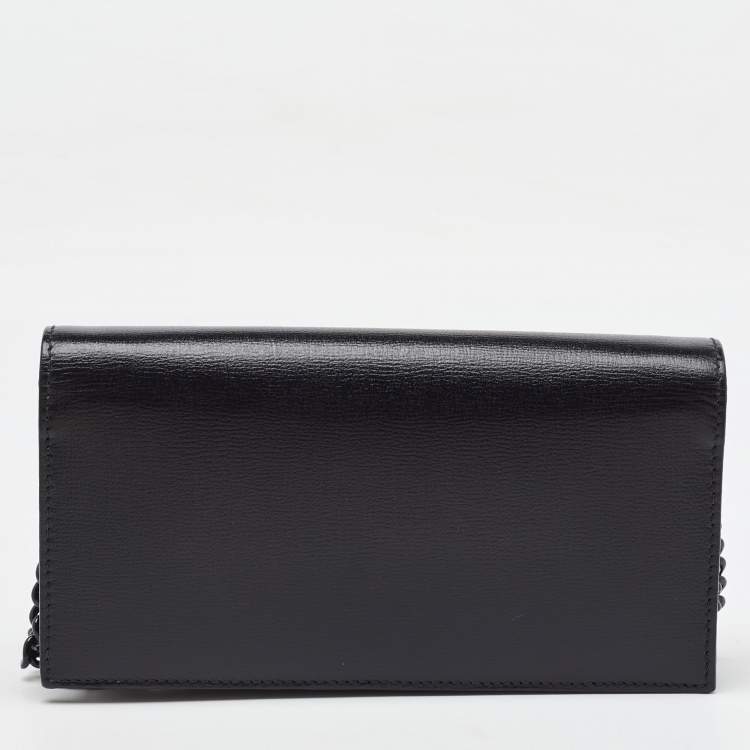 Pre Owned Gucci Black Leather Horsebit 1955 Wallet on Chain