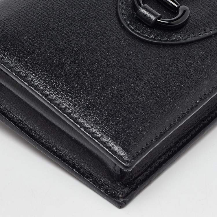 Pre Owned Gucci Black Leather Horsebit 1955 Wallet on Chain
