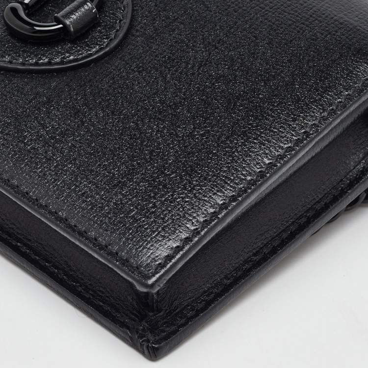 Pre Owned Gucci Black Leather Horsebit 1955 Wallet on Chain
