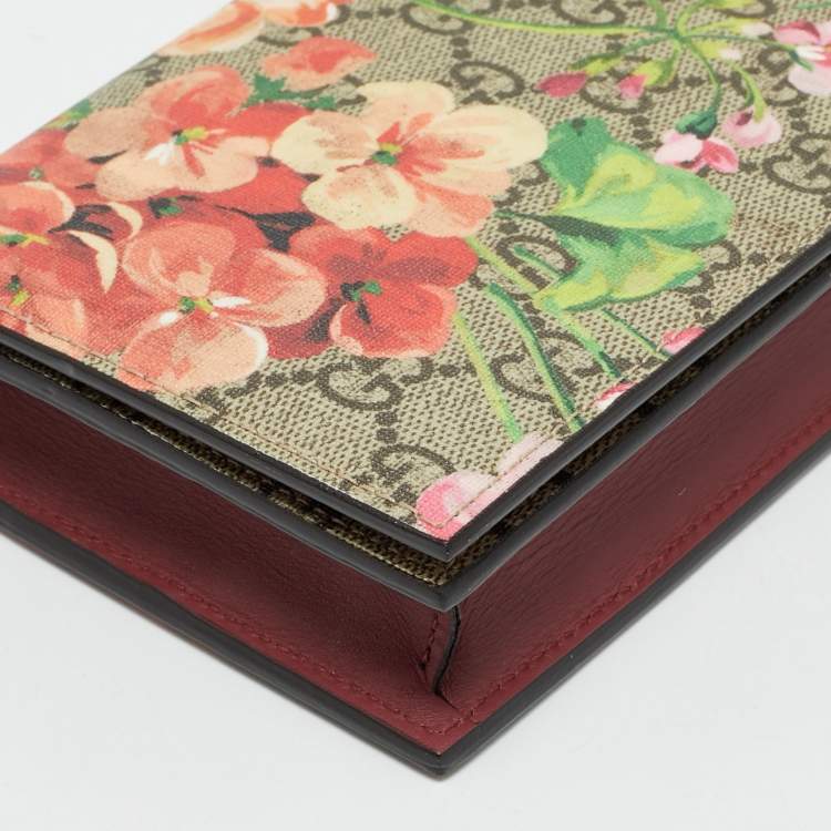 Pre Owned Gucci Multicolor Blooms GG Supreme Canvas Wallet on Chain