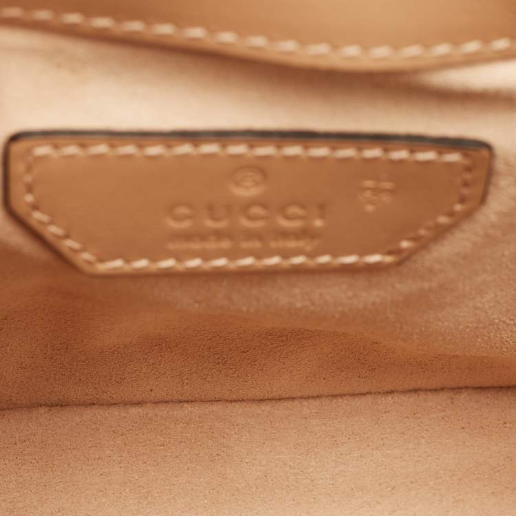 Pre Owned Gucci Beige Matelassé Aria Leather Mini GG Marmont Top Handle Bag