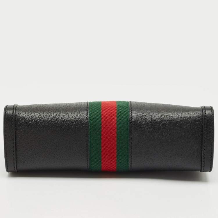 Pre Owned Gucci Black Leather GG Web Detail Ophidia Small Chain Shoulder Bag