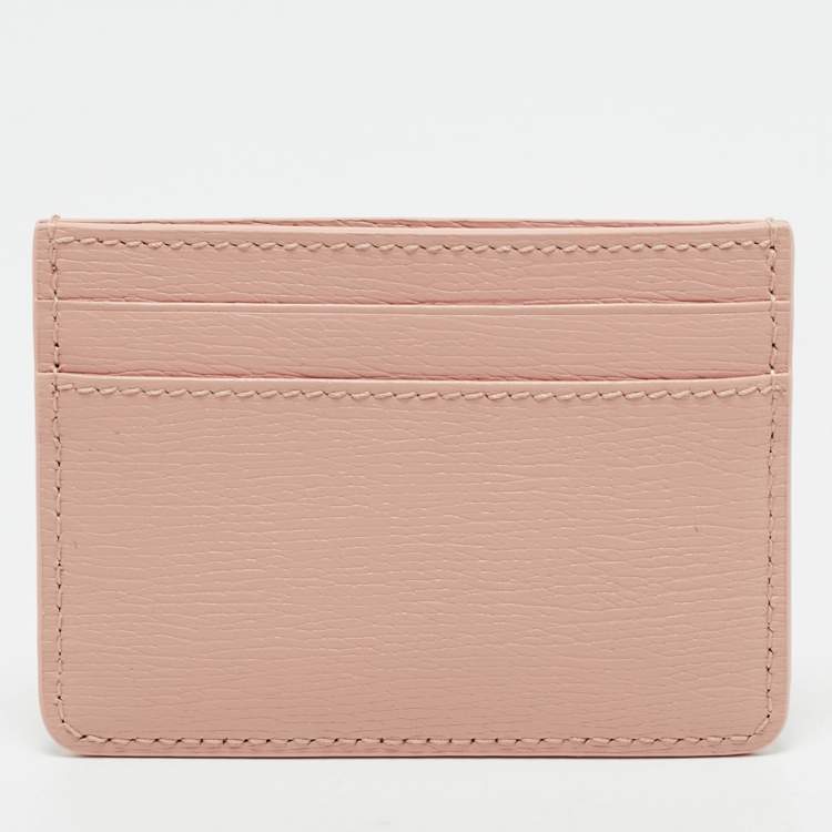 Pre Owned Gucci Light Pink Leather Script Card Holder