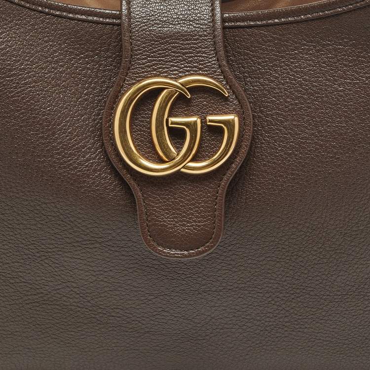 Pre Owned Gucci Brown Leather Medium Aphrodite Hobo