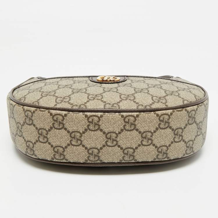 Pre Owned Gucci Brown/Beige GG Supreme Canvas Super Mini Ophidia Hobo