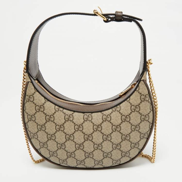 Pre Owned Gucci Brown/Beige GG Supreme Canvas Super Mini Ophidia Hobo