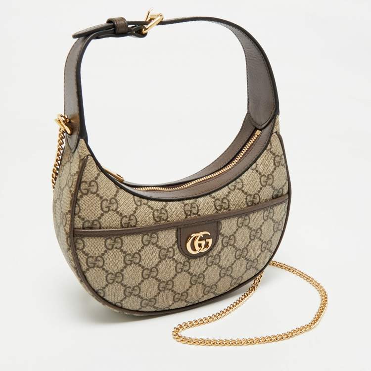 Pre Owned Gucci Brown/Beige GG Supreme Canvas Super Mini Ophidia Hobo