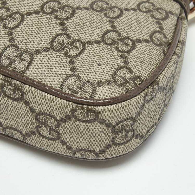 Pre Owned Gucci Beige/Brown GG Supreme Canvas and Leather Mini Ophidia Shoulder Bag