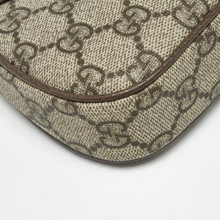 Pre Owned Gucci Beige/Brown GG Supreme Canvas and Leather Mini Ophidia Shoulder Bag