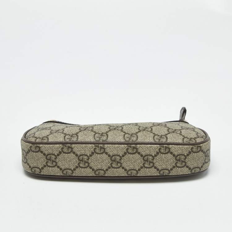 Pre Owned Gucci Beige/Brown GG Supreme Canvas and Leather Mini Ophidia Shoulder Bag
