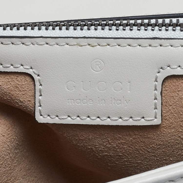 Pre Owned Gucci Off White Matelassé Leather Small GG Marmont Shoulder Bag